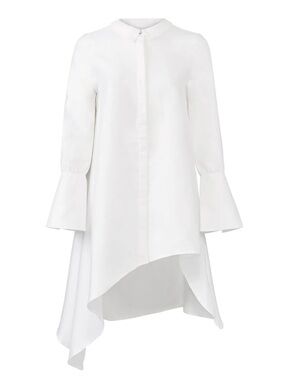 N12H white tunic shirt dress button up flare sleeves breezy euro-summer minimal